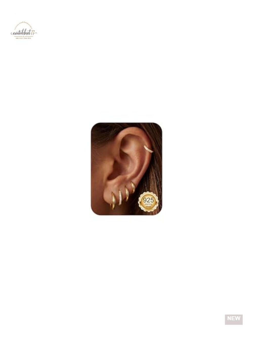 Small Gold Hoop Earrings for Women Huggie CZ Hoops 5 Pair Stack Set 14K Gold